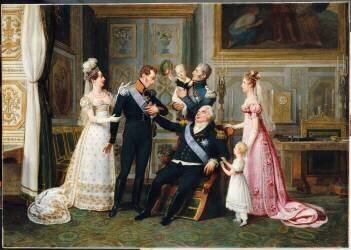 Louis XVIII entouré des membres de la famille royale (Antoine Jean-Baptiste Thomas) - Muzeo.com