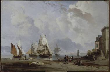 Marine et villas sur la plage (Charles Louis Mozin) - Muzeo.com