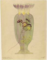 Modèle de vase en cristal en forme de fleur de primevère et à décor de primevères (Emile Gallé) - Muzeo.com
