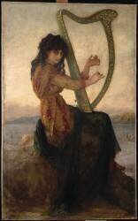 Muse en dalmatique, jouant de la harpe (Ernest Hébert) - Muzeo.com
