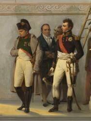 Napoléon Ier visitant l'escalier du Louvre sous la conduite des architectes Percier et Fontaine (Auguste Couder) - Muzeo.com
