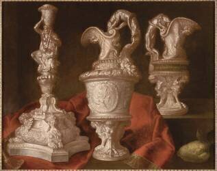Nature morte aux pieces de l'orfèvrerie de Louis XIV (Meiffren Conte) - Muzeo.com