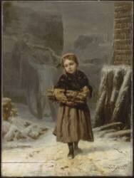 Petite fille dans la neige (Louis-Simon Cabaillot-Lassalle) - Muzeo.com
