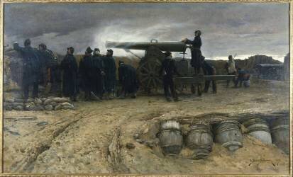 Pièce d'artillerie lourde française, au siège de Paris, 1870-1871 (Etienne Prosper...) - Muzeo.com
