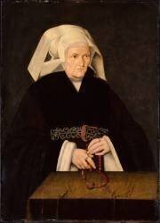 Portrait de femme coiffée d'une cornette blanche et égrenant un chapelet (Bartholomaeus Bruyn the...) - Muzeo.com