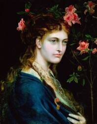 Portrait of a girl in a blue cloak (Frederick Sandys) - Muzeo.com