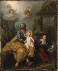 Saint Joseph tenant sur ses genoux l'enfant Jésus bénissant (Louis Silvestre) - Muzeo.com