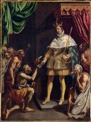 Saint Louis, roi de France, distribuant les aumônes (Luis Tristan) - Muzeo.com