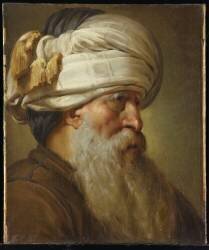 Tête d'Oriental en turban rayé (anonymous) - Muzeo.com