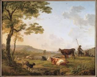 Troupeaux dans une prairie près d'une rivière (Balthasar Paul Ommeganck) - Muzeo.com