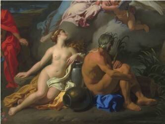 Vénus rappelée par Mars, quitte Adonis pour rejoindre l'Olympe et confie celui-ci à l'Amour (détail) (François Verdier) - Muzeo.com