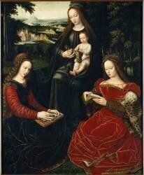 Vierge à l'Enfant avec sainte Barbe et sainte Catherine (Ambrosius Benson) - Muzeo.com