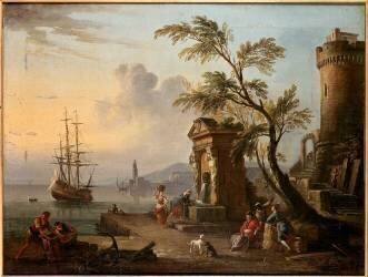 Vue d'un port (Jean-Baptiste Lallemand) - Muzeo.com