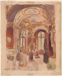 Vue d'une galerie du Louvre (Louis Hayet) - Muzeo.com