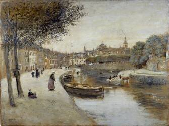 A Canal in Quimperle (Jean-François Raffaelli) - Muzeo.com