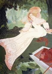An Elegant Lady with a Dog (Georges de Feure) - Muzeo.com