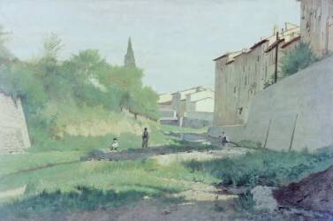 At the Mugnone River (Odoardo Borrani) - Muzeo.com