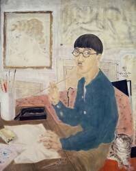 Autoportrait avec chat II (Tsuguharu Foujita) - Muzeo.com