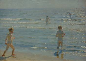 Badende Jungen. Sonnenschein. Skagen (Peder Severin Kröyer) - Muzeo.com