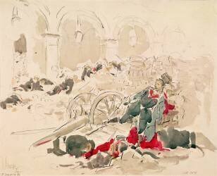 Barricade on the Rue de Rivoli during the Paris Commune (Daniel Vierge) - Muzeo.com