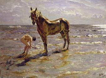 Bathing a Horse (Valentin Serov) - Muzeo.com