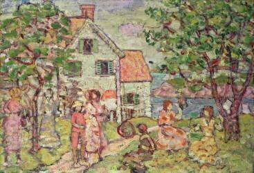 Beach and Two Houses (Maurice Brazil Prendergast) - Muzeo.com