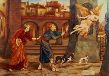 Blindness and Cupidity Chasing Joy from the City (Evelyn de Morgan) - Muzeo.com
