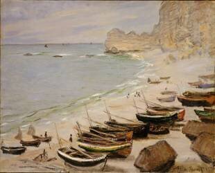 Boats on the Beach at Etretat (Claude Monet) - Muzeo.com