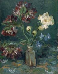 Bottle with Peonies and Blue Delphiniums (Vincent van Gogh) - Muzeo.com