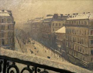 Boulevard Haussmann, effet de neige (Gustave Caillebotte) - Muzeo.com
