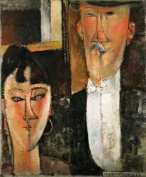 Bride and Groom - Peinture de Amedeo Modigliani (Amedeo Modigliani) - Muzeo.com