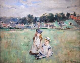 Children on the grass in England (Berthe Morisot) - Muzeo.com