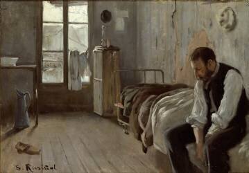 Clarasó in his room in Montmartre (Santiago Rusiñol) - Muzeo.com