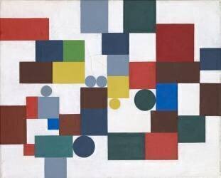Composition with squares, rectangles and coincident circles (Sophie Taeuber-Arp) - Muzeo.com
