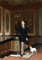 Conte de la Rouchefoucauld Duc de Doudeauville with his Terrier (Jean-Léon Gérôme) - Muzeo.com