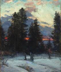 Coucher de soleil sur un paysage d'hiver (Abram Efimovich Arkhipov) - Muzeo.com