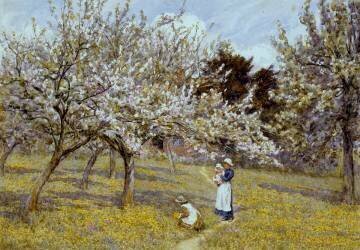 Cueillette de boutons d’or dans un verger (Helen Allingham) - Muzeo.com