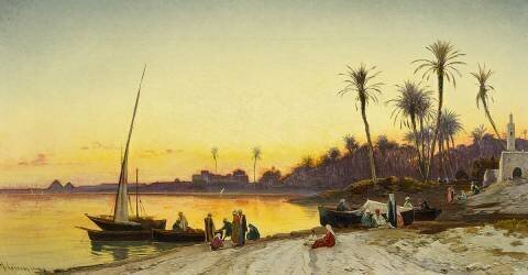 Evening at the Nile (Hermann David Salomon Corrodi) - Muzeo.com