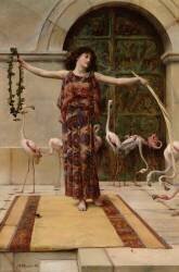 Femme aux flamandes roses (John Reinhard Weguelin) - Muzeo.com