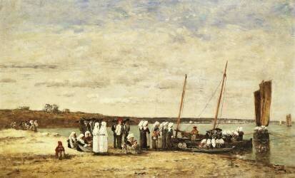 Fisherwomen disembarking from Plougastel (Eugène Boudin) - Muzeo.com