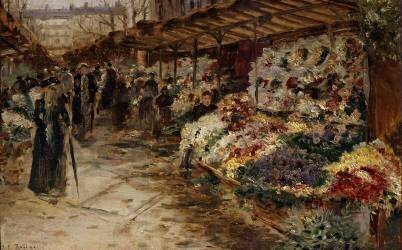 Flower market (Jean-François Raffaelli) - Muzeo.com