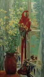 Flower Still Life with Parrot (Heinrich Vogeler) - Muzeo.com