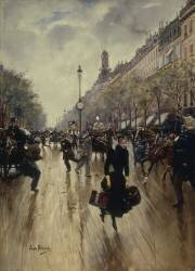 Four PM at the Carrefour Drouot and the Grand Boulevard (Jean Béraud) - Muzeo.com