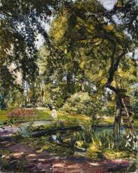 Garden in Godrammstein with a Twisted Tree and Pond (Max Slevogt) - Muzeo.com