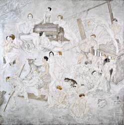 Grande composition, panneau droit dit 'Composition au chien', 1928 (Tsuguharu Foujita) - Muzeo.com