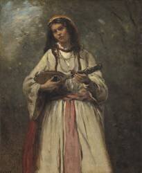 Gypsy Girl With Mandolin (Jean-Baptiste Camille Corot) - Muzeo.com