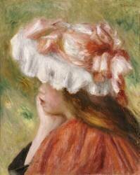 Head of a Young Girl in a Red Hat (Auguste Renoir) - Muzeo.com