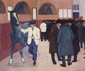 Horse Dealers at the Barbican (Robert Polhill Bevan) - Muzeo.com