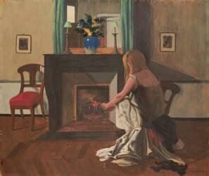 Interior with a Woman in a Nightgown (Félix Vallotton) - Muzeo.com