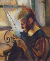 Jeune fille faisant du crochet (Suzanne Valadon) - Muzeo.com